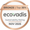Ecovadis, Bronze | Top 35%. Sustainability Rating | Nov 2025